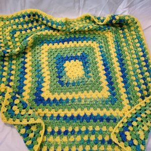Crochet Little Green Tractor Baby Blanket/New